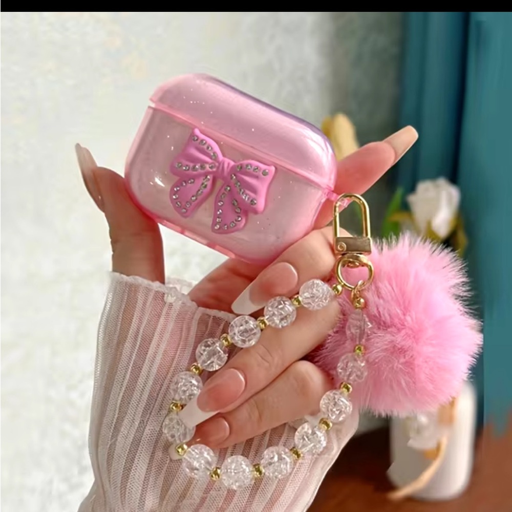 3D Pink Bow case For Airpods